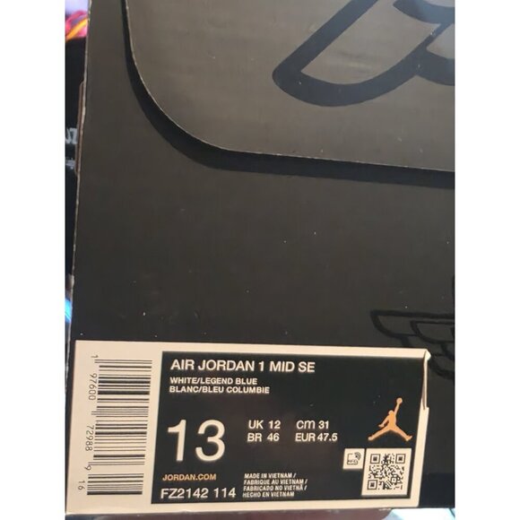 Size 13 - Nike Air Jordan 1 Mid SE White Legend Blue Basketball FZ2142-114  Wbox - Picture 12 of 12